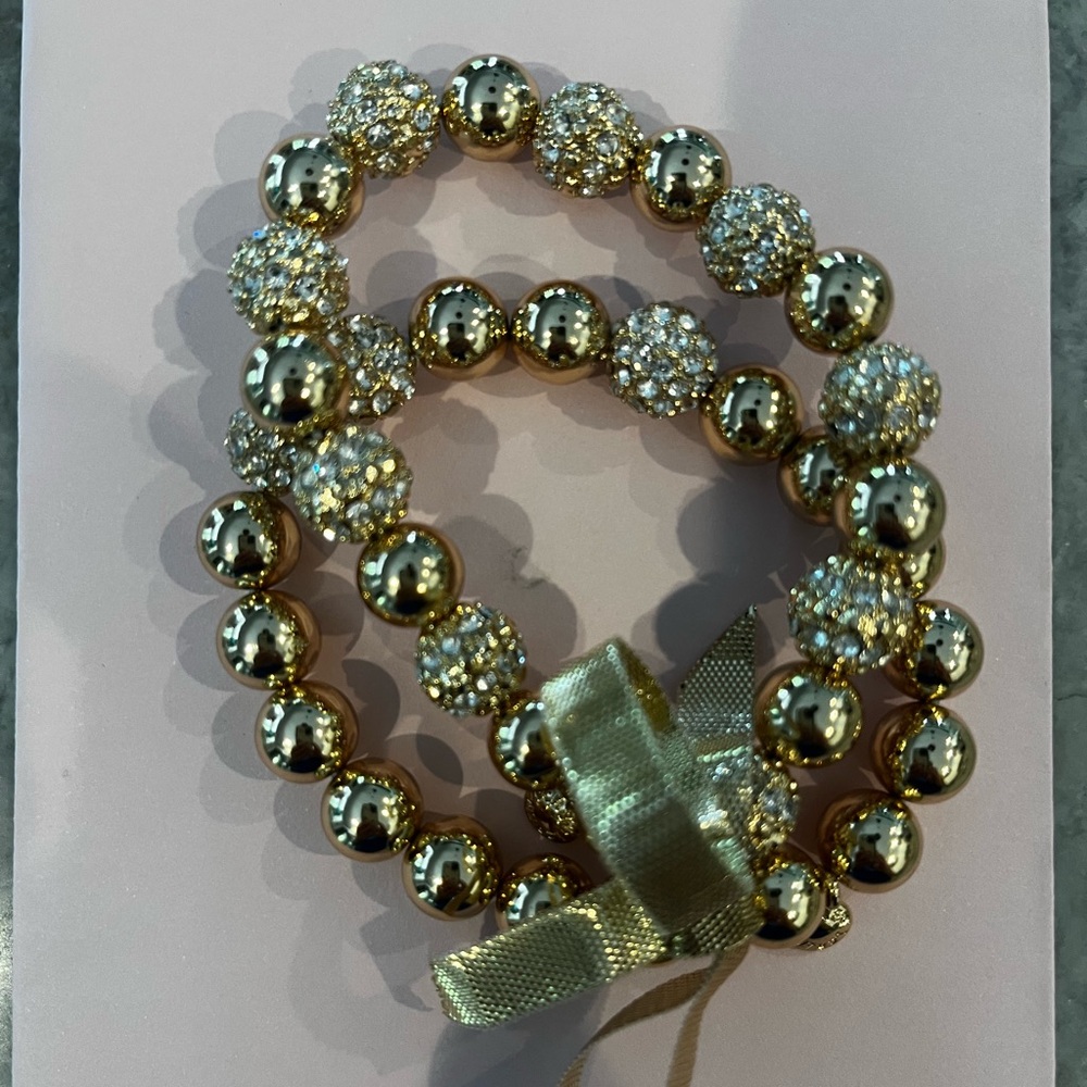 J.Crew gold beaded bracelets set of 2